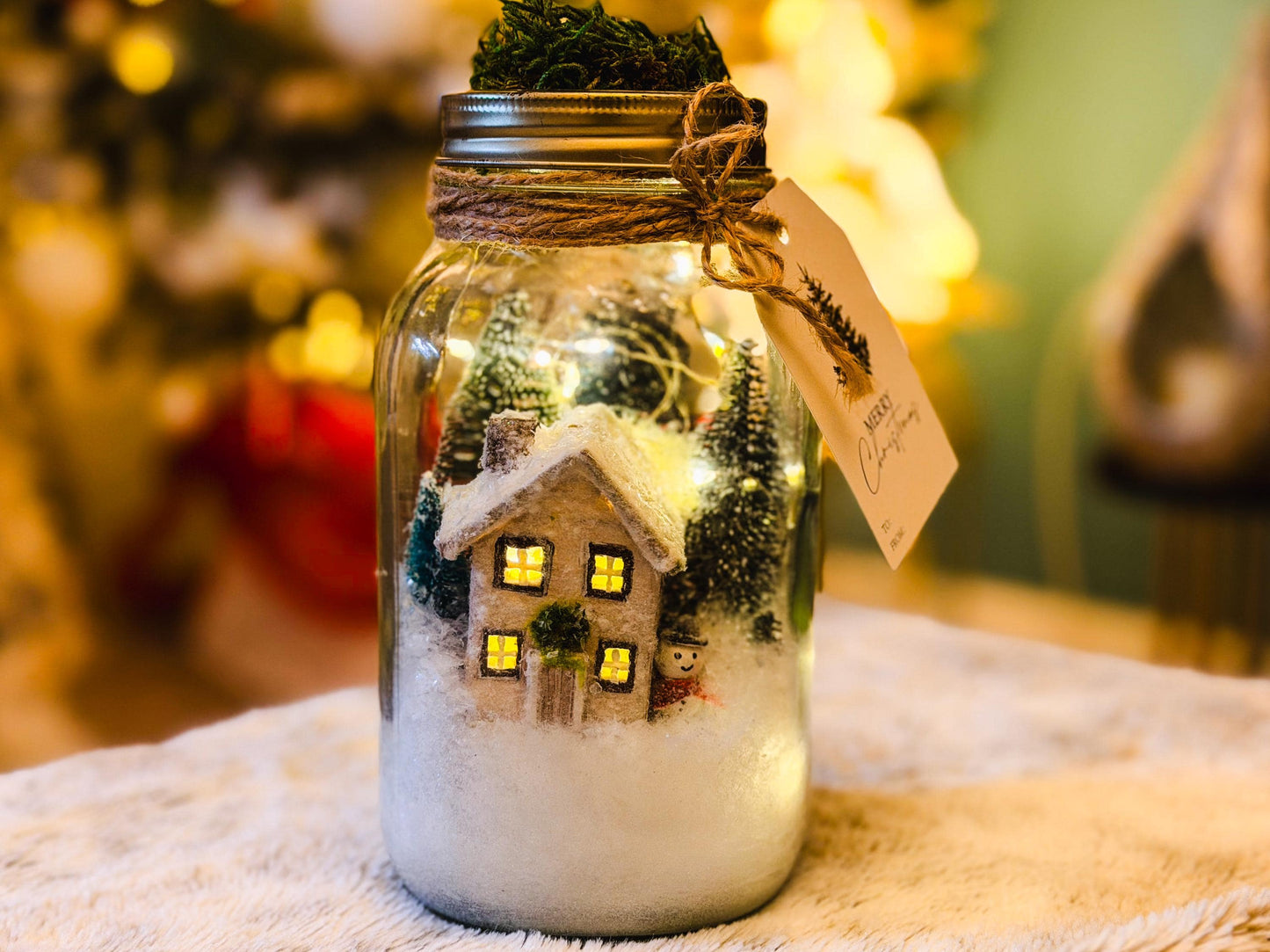 Christmas Mason Jar Light: Winter Wonderland Fairy Lights Christmas Gifts mossartbyrishstudio