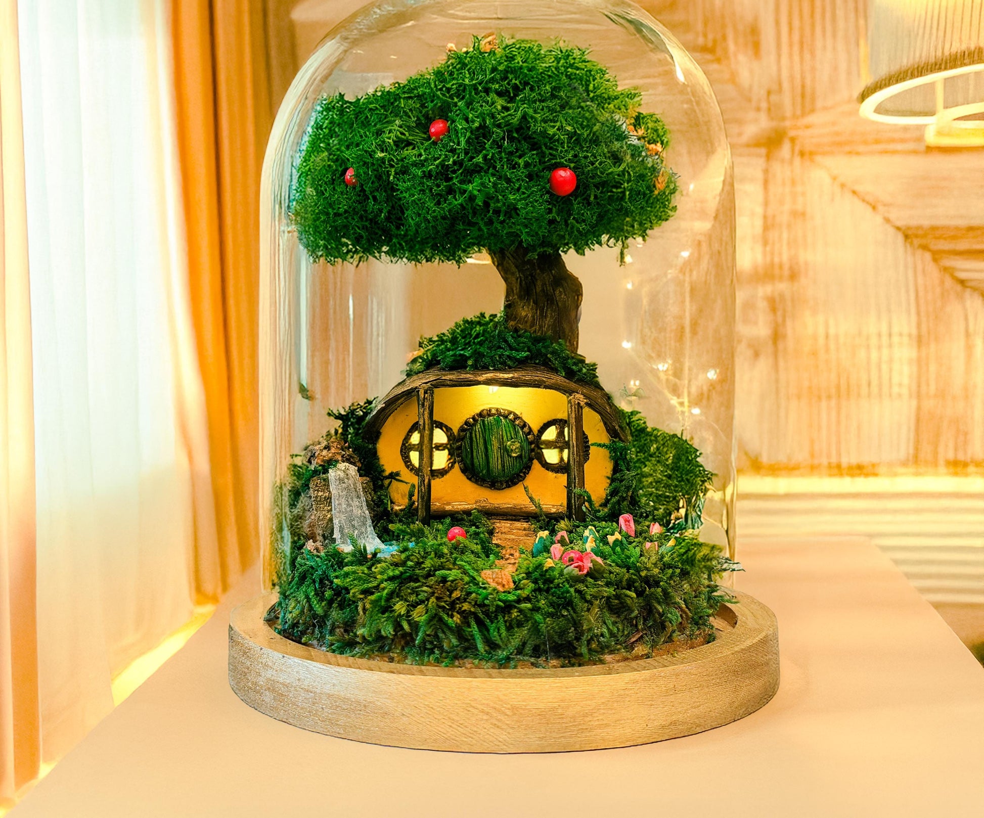 nchanted Fairy Garden Terrarium with Preserved Moss Tree – Dome Glass Miniature Woodland Scene – Handmade Cottagecore Decor – Unique Gift for Nature Lovers mossartbyrishstudio