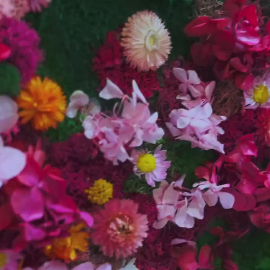 Preserved and dried flowers | Rainbow Moss wall art with flowers | RishStudio