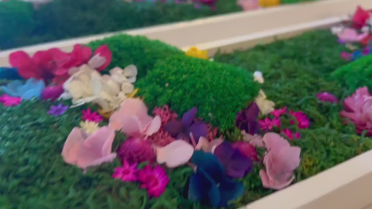 Handmade Vertical Moss Wall Art with Preserved Flowers & Butterflies – One-of-a-Kind Framed Nature Decor for Home & Office