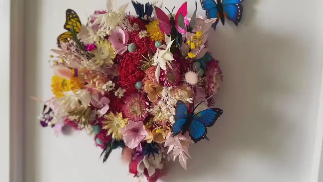 Dried Flower Art: Floral Heart Brain, Gift for Doctors Nurses