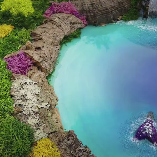 Circular Ocean Wall Art and resin seascape | Round Moss wall | Mermaid Wall Art