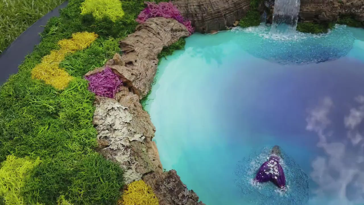 Circular Ocean Wall Art and resin seascape | Round Moss wall | Mermaid Wall Art