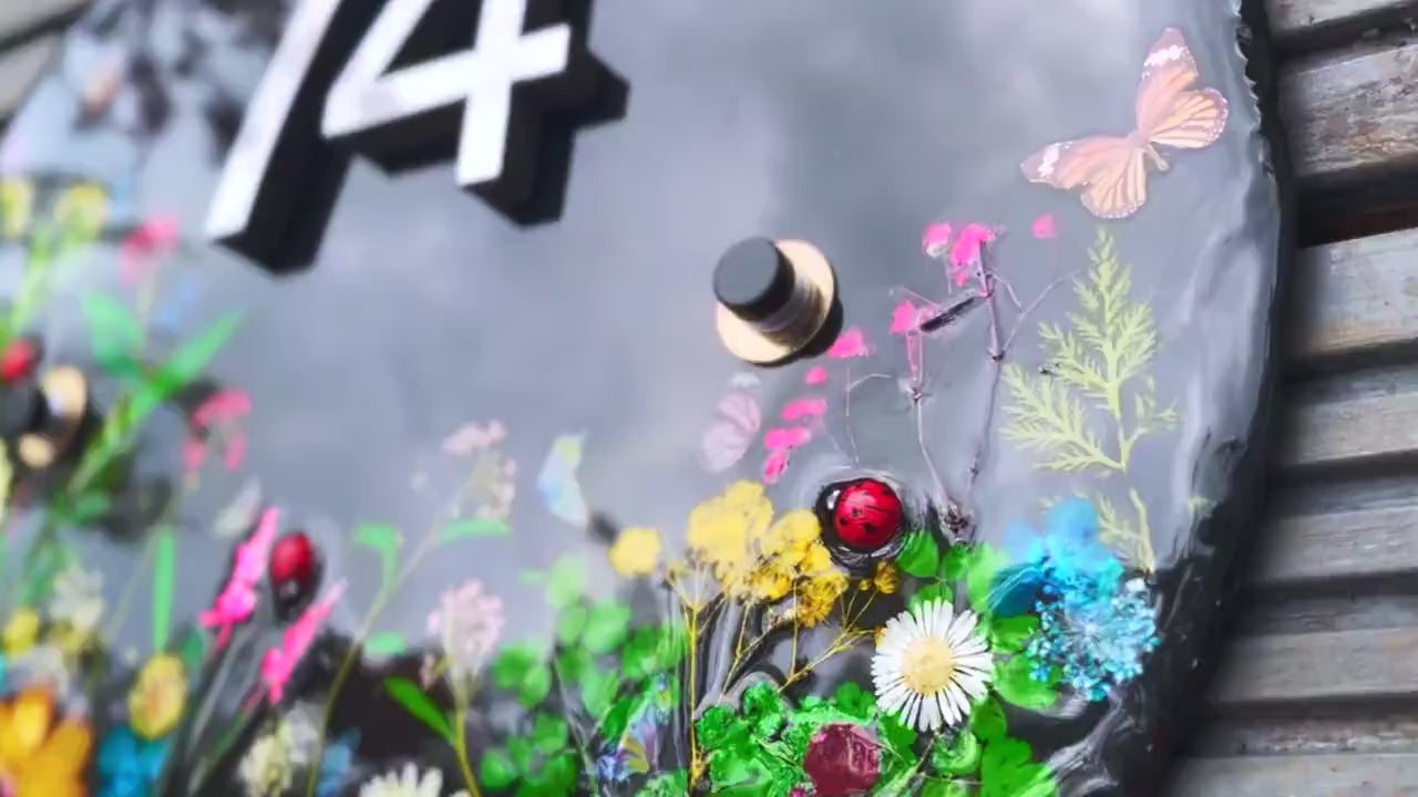 Slate House Sign | Personalised Modern House Plaque | Door Sign | House number Plaque