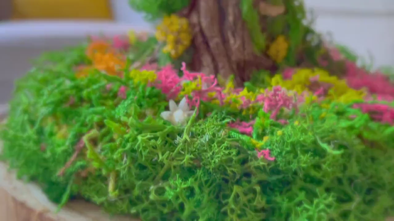 Mother Earth Tree Goddess Terrarium – Preserved Moss & Floral Sculpture in Glass Dome – Handmade Nature Spirit Decor – Gaia Earth Goddess Gift