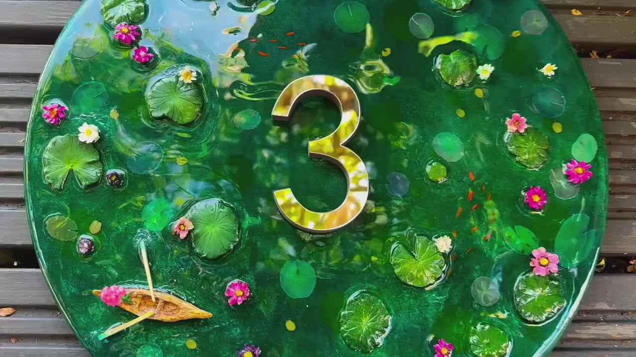 House Wall Plaques UK | House Number Sign Gloss Finishes | Koi Pond Acrylic Sign