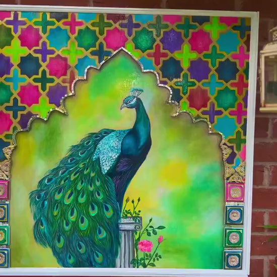 Persian Peacock Wall Art Illustration: Captivating Beauty for Your Home