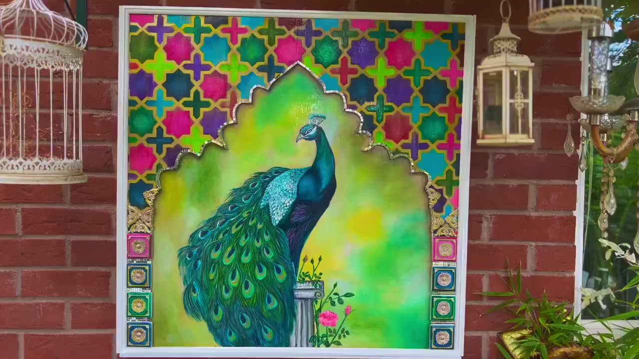 Persian Peacock Wall Art Illustration: Captivating Beauty for Your Home
