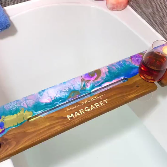 Bath Caddy Tray, Personalised bath Tray, Bathtub Caddy With Wine & Tablet Holder, Christmas Gifts, Bathtub Caddy Tray, Gift for Her, Bath,