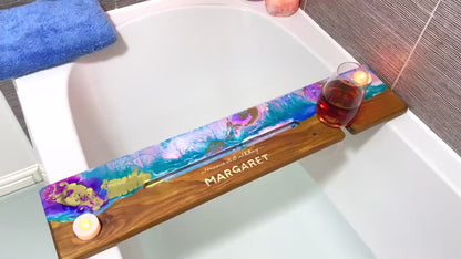 Bath Caddy Tray, Personalised bath Tray, Bathtub Caddy With Wine & Tablet Holder, Christmas Gifts, Bathtub Caddy Tray, Gift for Her, Bath,