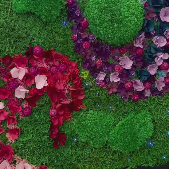 Rainbow Moss Wall Art with LED Lights, Handmade Moss Artwork, Colorful Moss Wall Garden