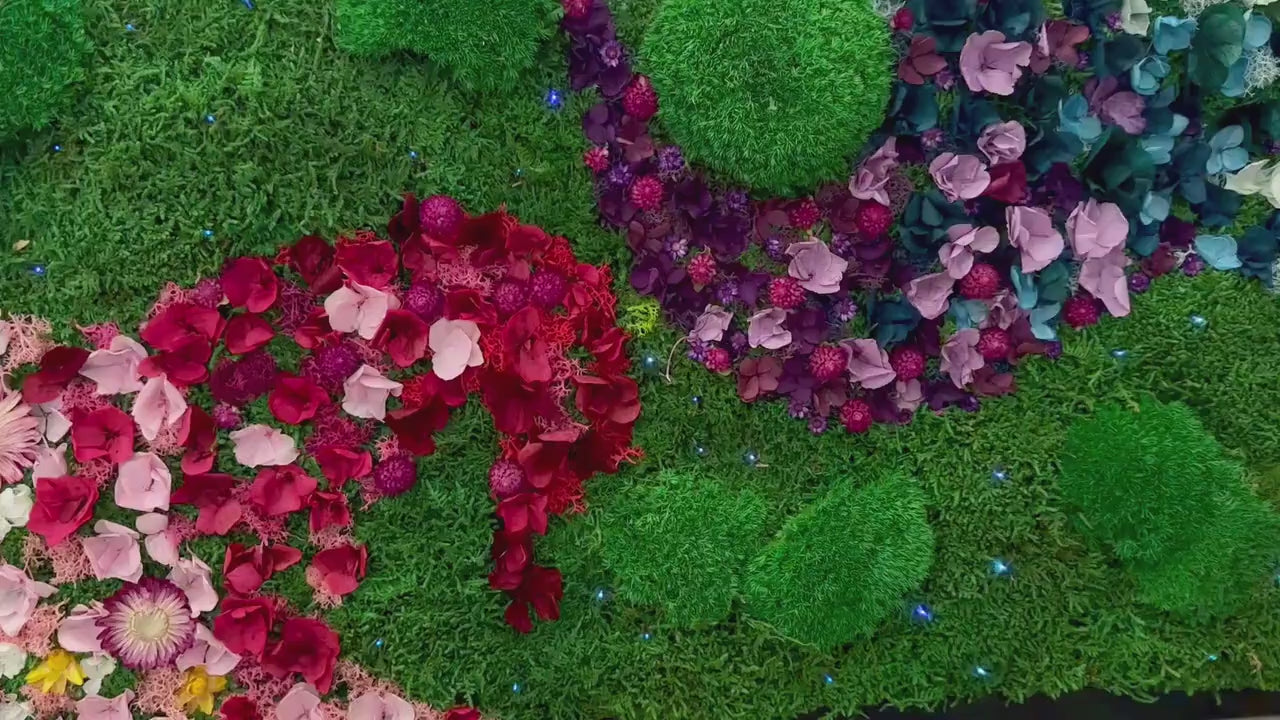 Rainbow Moss Wall Art with LED Lights, Handmade Moss Artwork, Colorful Moss Wall Garden