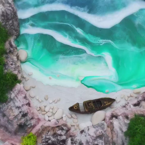 Resin seascape | Ocean Painting | Moss Wall Art | Sea Paintings