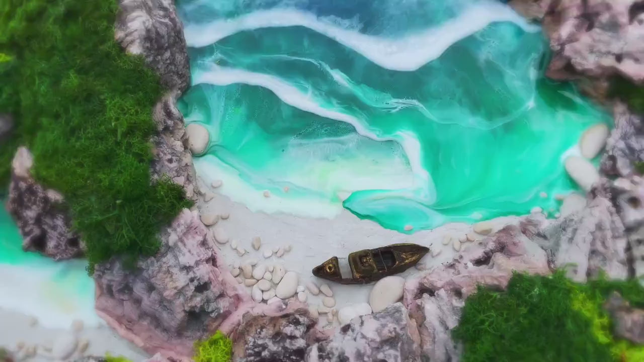 Resin seascape | Ocean Painting | Moss Wall Art | Sea Paintings