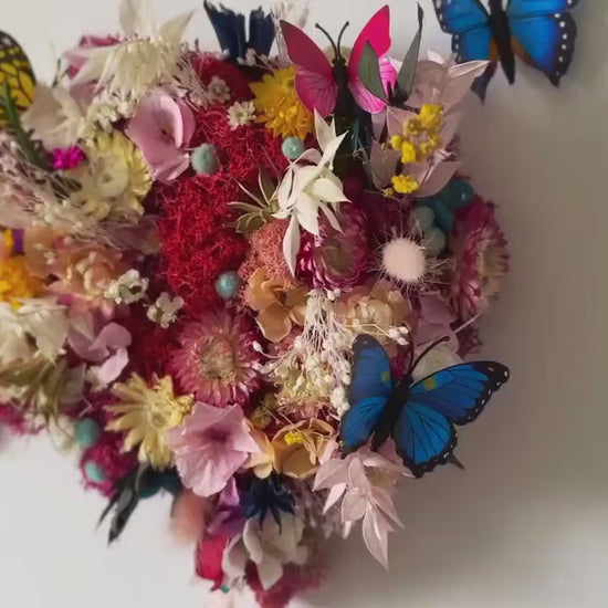 Dried Flower Art: Floral Heart Brain, Gift for Doctors Nurses