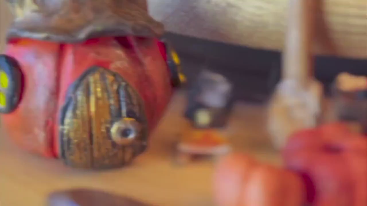 Autumn Fairy Tree Terrarium with Pumpkins – Handmade Fall Dome Decor with Preserved Moss – Woodland Cottagecore Glass Cloche Display