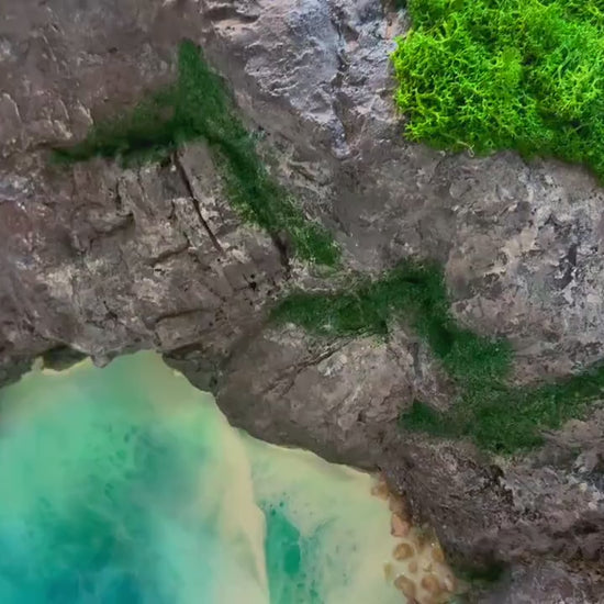 Handmade 3-Piece Ocean Resin Wall Art – Aerial View Coastal Escape Triptych | Kynance Cove