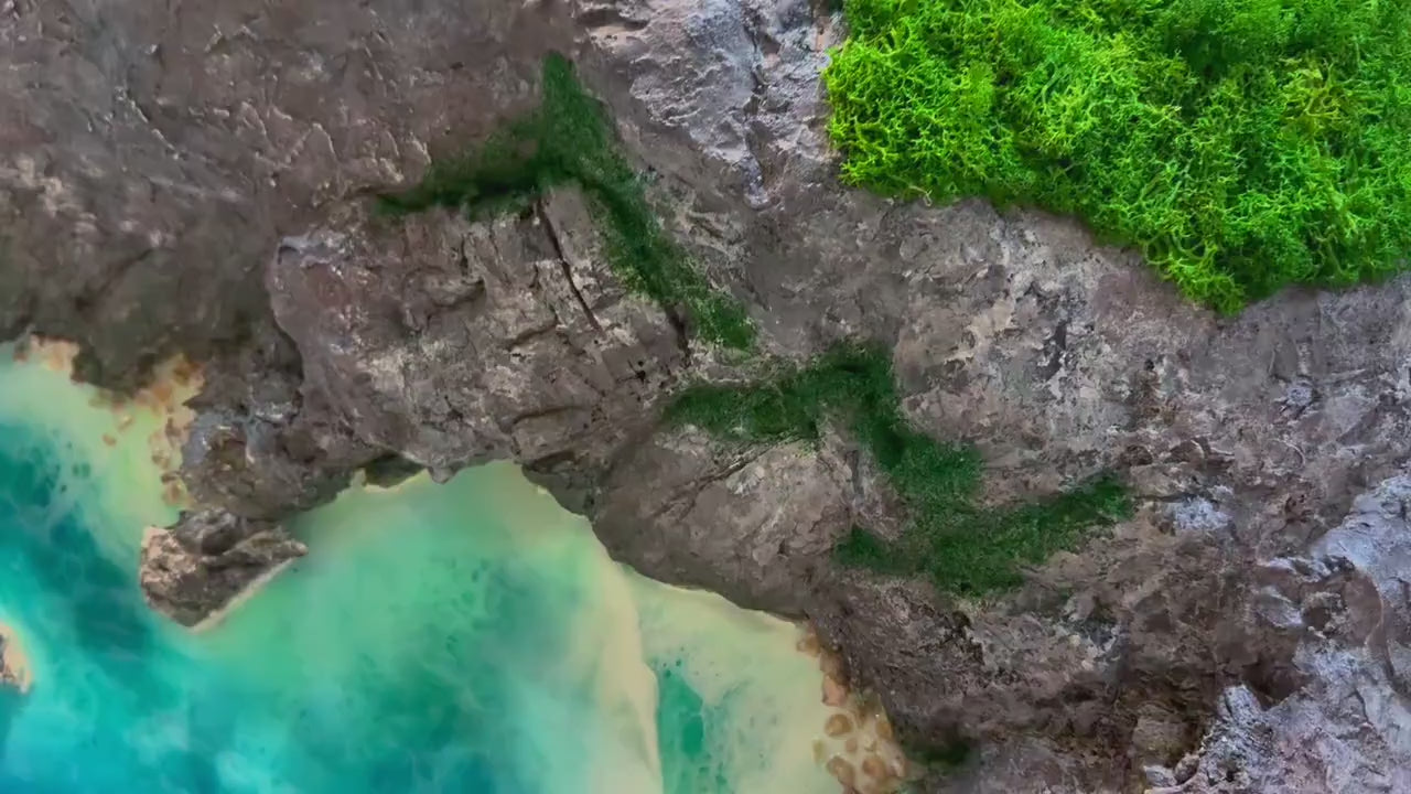 Handmade 3-Piece Ocean Resin Wall Art – Aerial View Coastal Escape Triptych | Kynance Cove