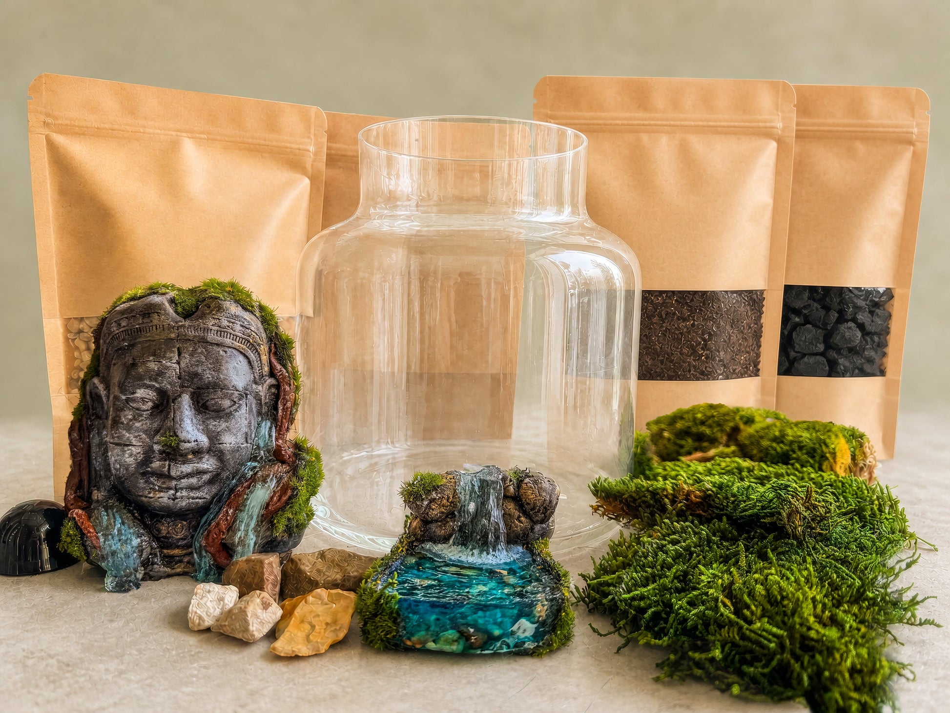 Buddha Terrarium | Terrarium Kit with Glass Container RishStudio