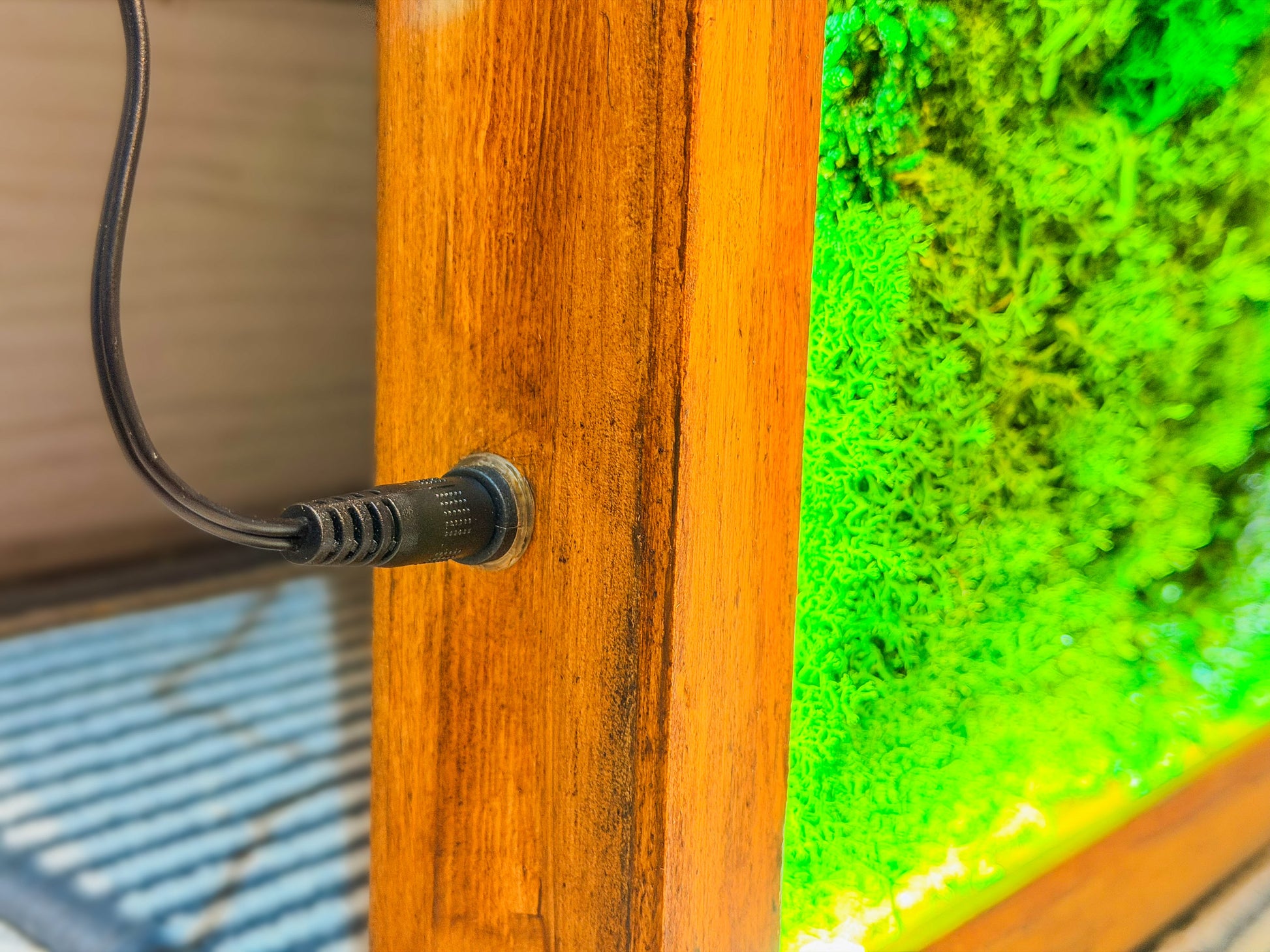 LED Moss Wall Art with Resin River - Preserved Moss & Koi Pond Decor RishStudio