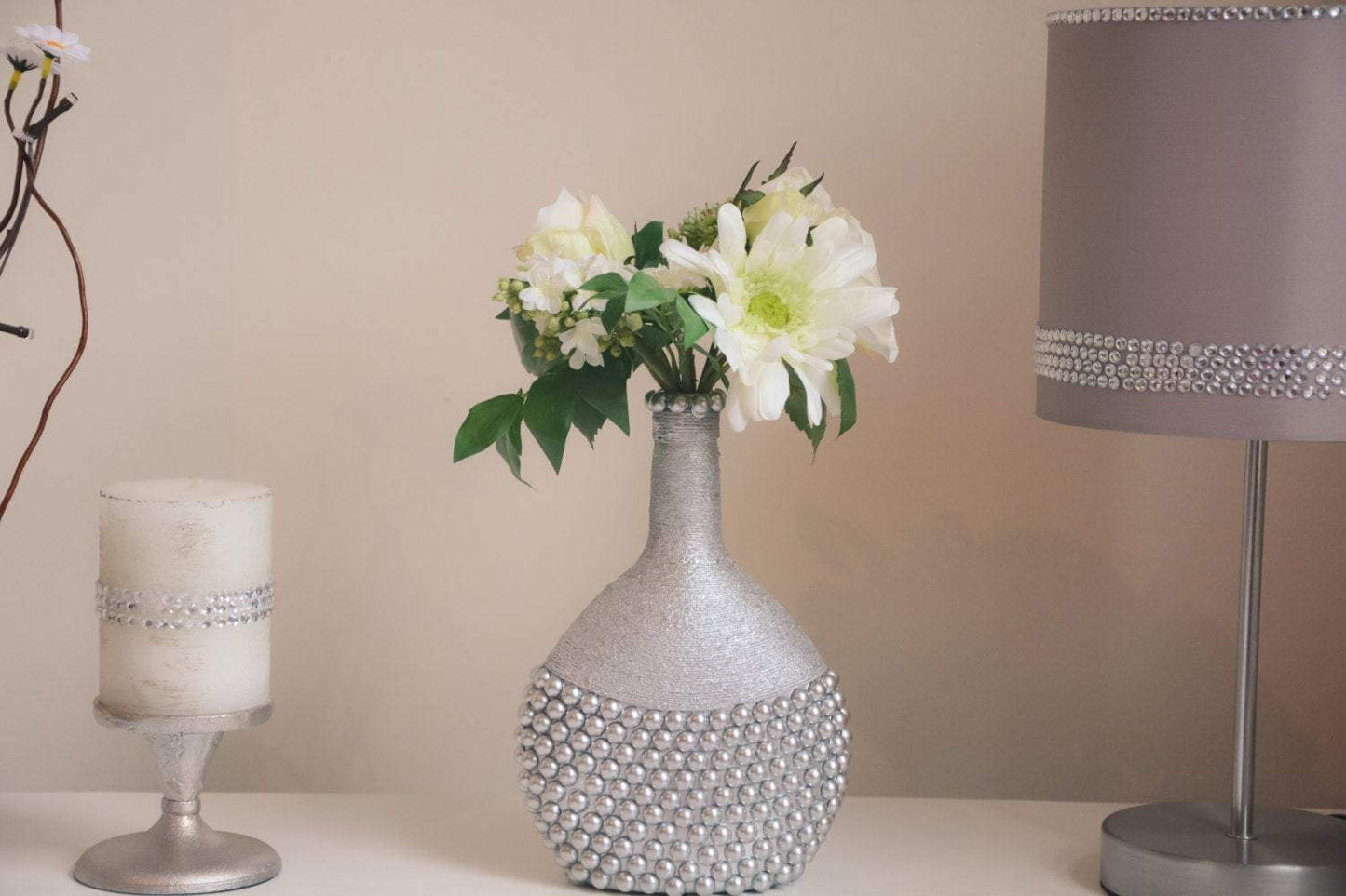 Handmade Flower vase, Silver color vase, RishStudio