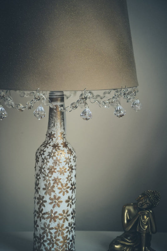 Floral Table Lamp, up-cycled bottle lamp, RishStudio