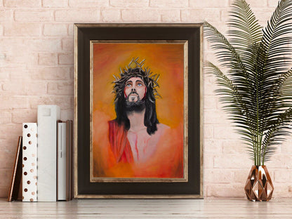 Digital Download, Jesus Oil Painting on Canvas, Jesus Portrait Wall Art, RishStudio