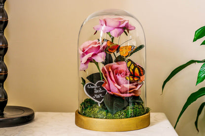 Mother's day gift, Rose in glass dome, Gift for mum RishStudio