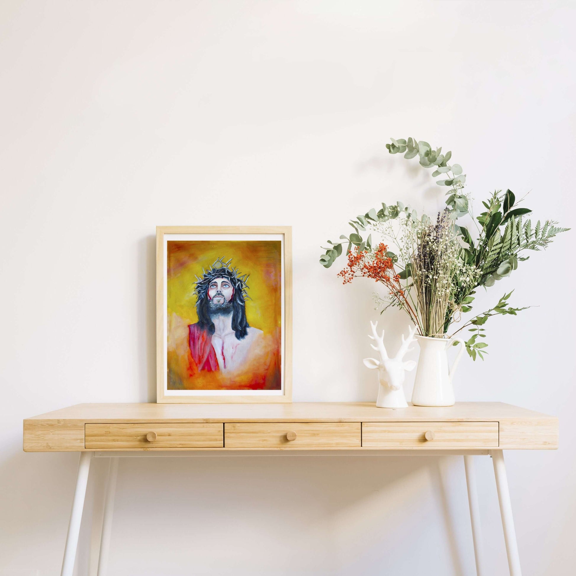 Digital Download, Jesus Oil Painting on Canvas, Jesus Portrait Wall Art, RishStudio