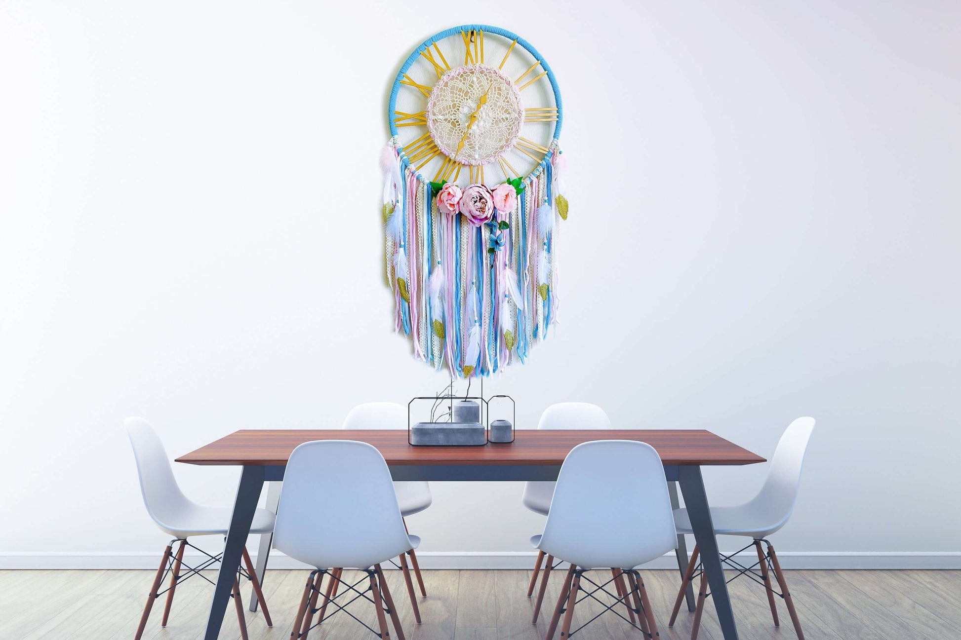 Wall Clock | Farmhouse Style Rustic Oversized Dream Catcher Clock RishStudio