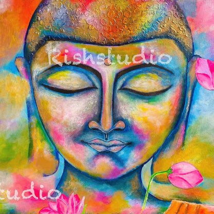 Buddha Painting | Buddha on Canvas | Buddha Wall art mossartbyrishstudio