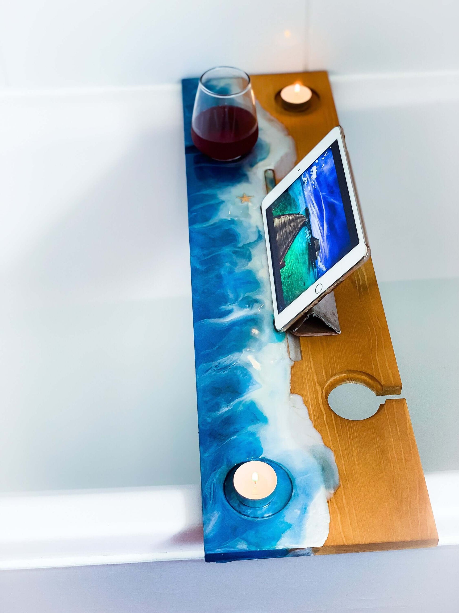Bath Tray | Wood Bathtub Tray | Bath Shelf mossartbyrishstudio