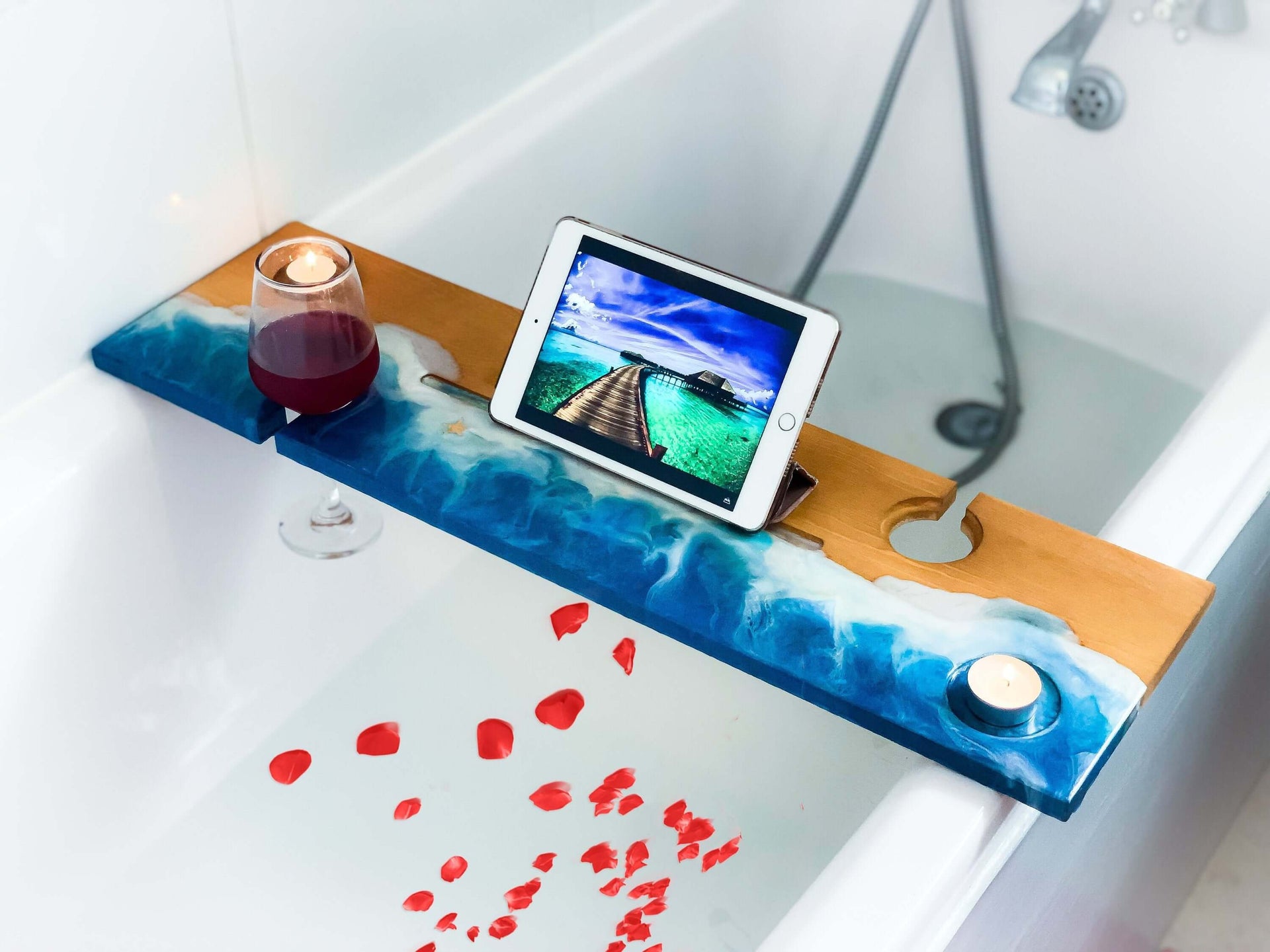 Bath Tray, Bathroom Tray, Resin Ocean Board, Bathroom Organizer