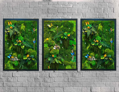 Set of 3 Moss wall art Frame |  Moss wall | Moss wall art 91 x 61 CM RishStudio