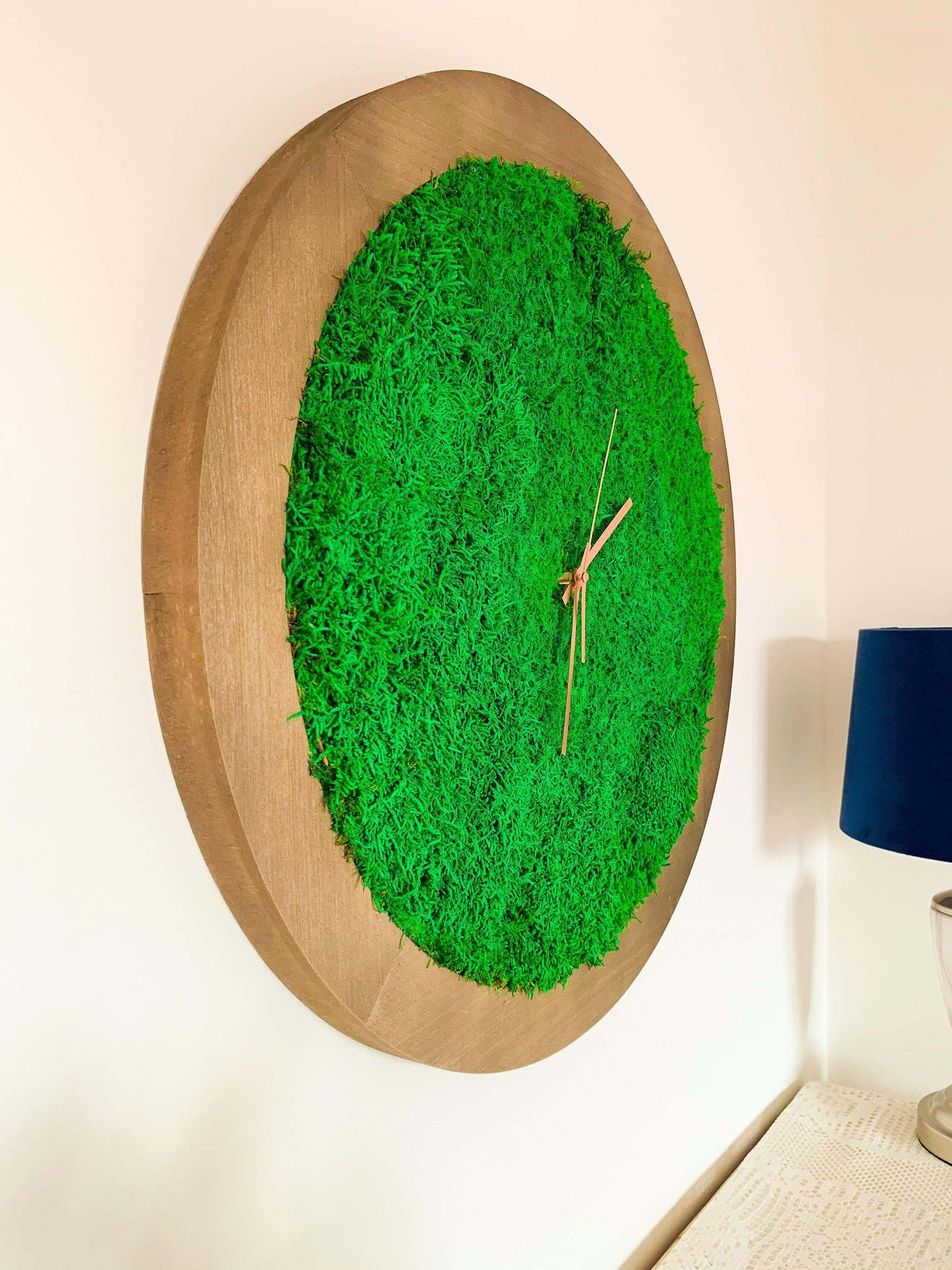 Large wooden wall clock | Oversized wooden Clock | Moss wall Clock mossartbyrishstudio