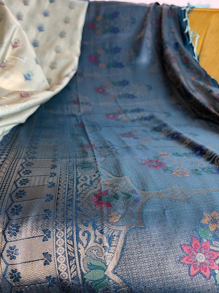 Zari Serenity:Graceful Splendor in Every Thread of Pure Zari Silk Sarees with beautiful thread work,Perfect for Gift. mossartbyrishstudio
