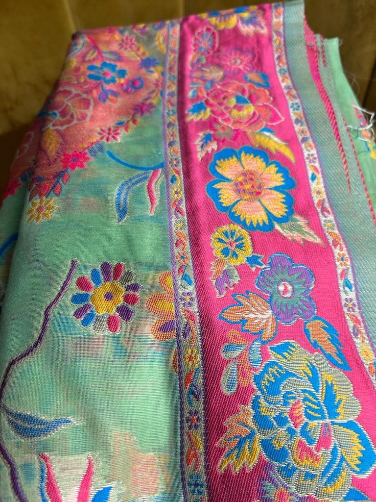 Pashmina Perfection: Unveiling the Luxurious Harmony of cotton blends in enchanting saree artistry...Ideal Gift.. mossartbyrishstudio