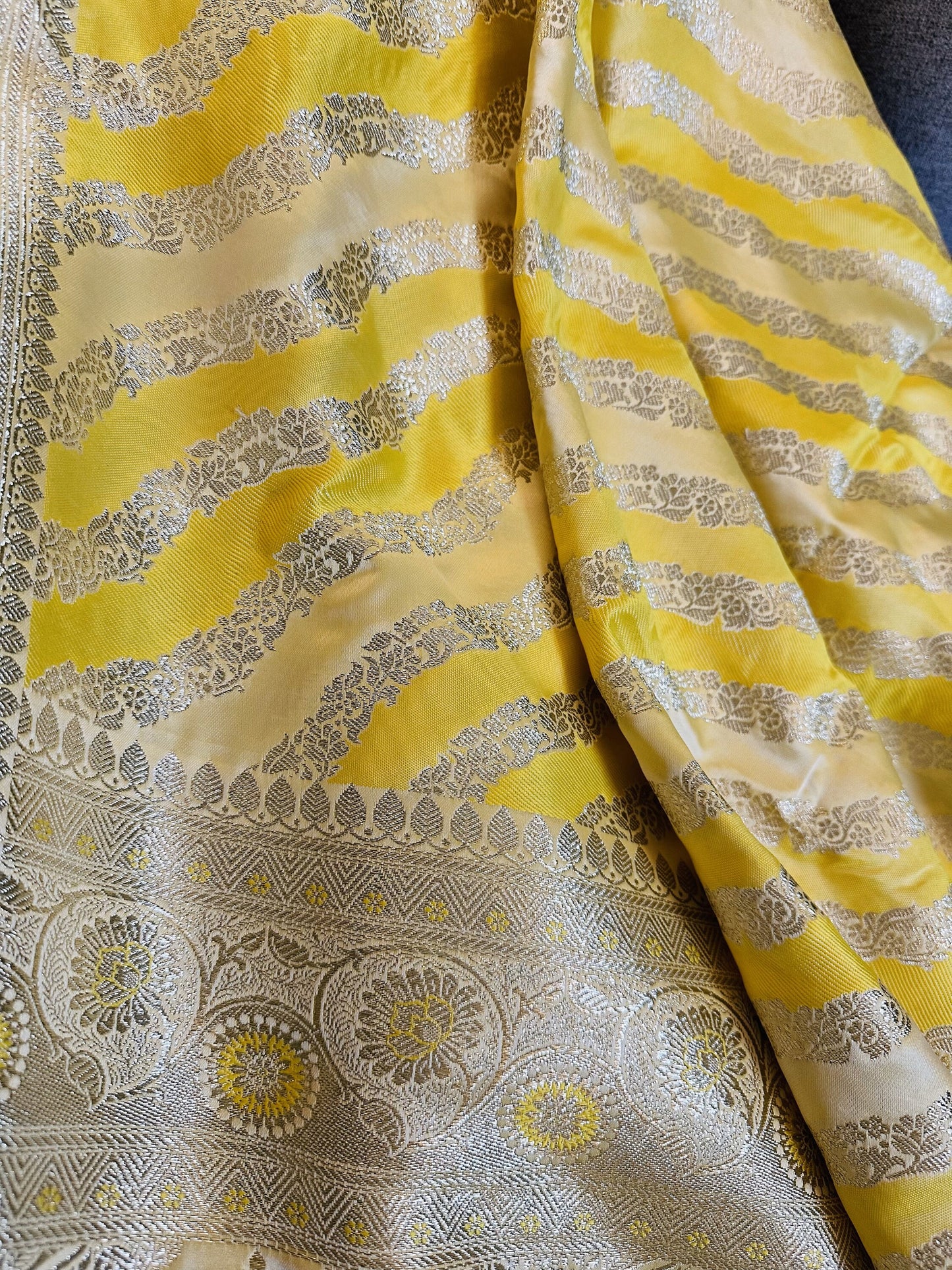 Pure yellow Benarasi with Meenakari Pallu Silk Saree | Varna mossartbyrishstudio