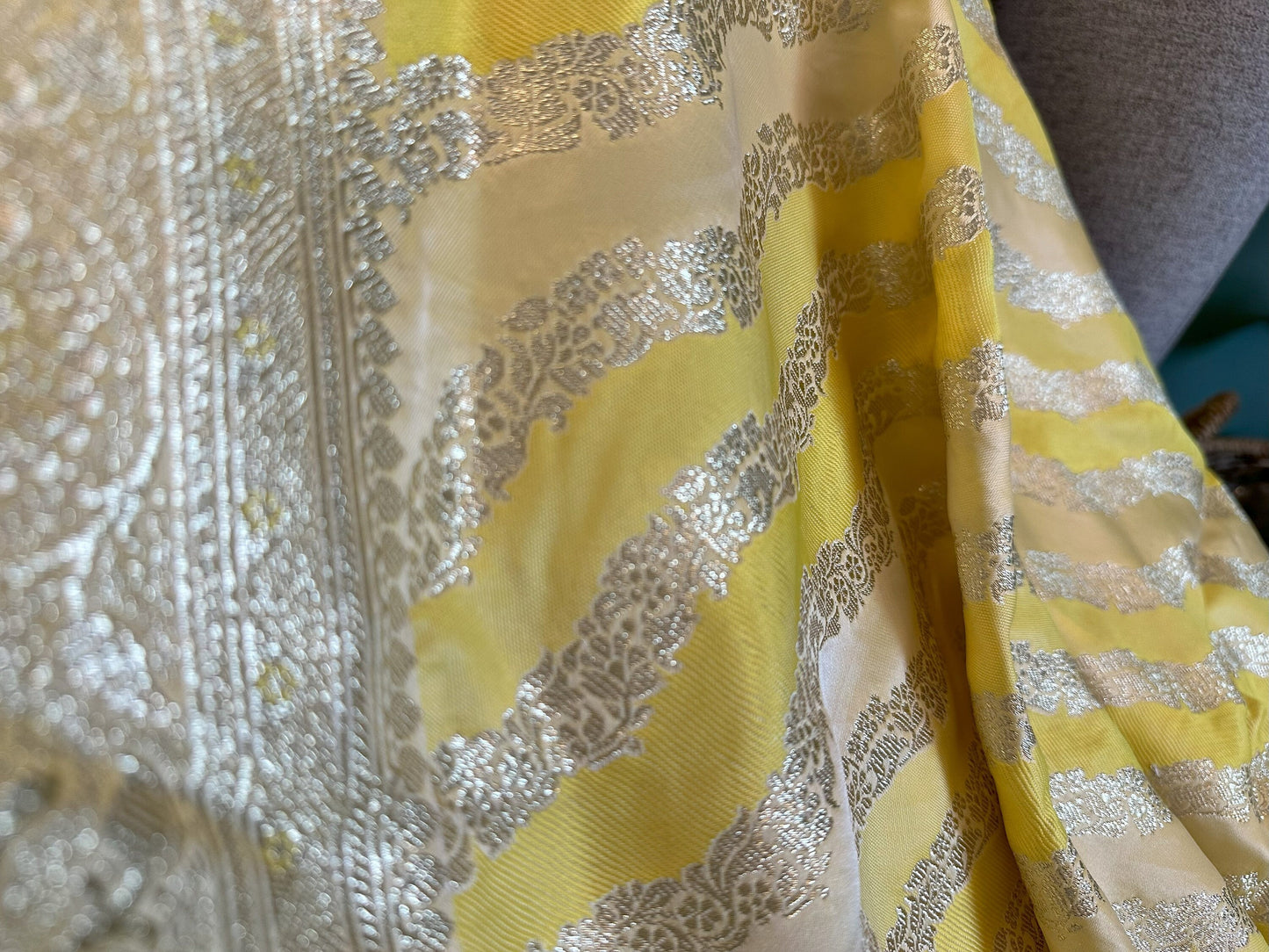 Pure yellow Benarasi with Meenakari Pallu Silk Saree | Varna mossartbyrishstudio
