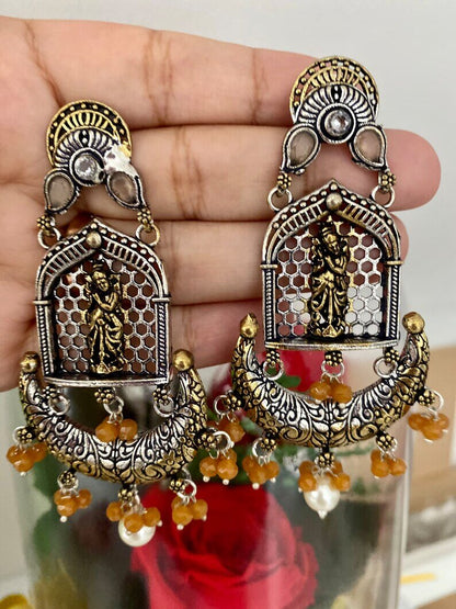 Stunning dual tone , Ethnic style drop earrings, perfect for any occasions, Gift for Her MouArtBoutique